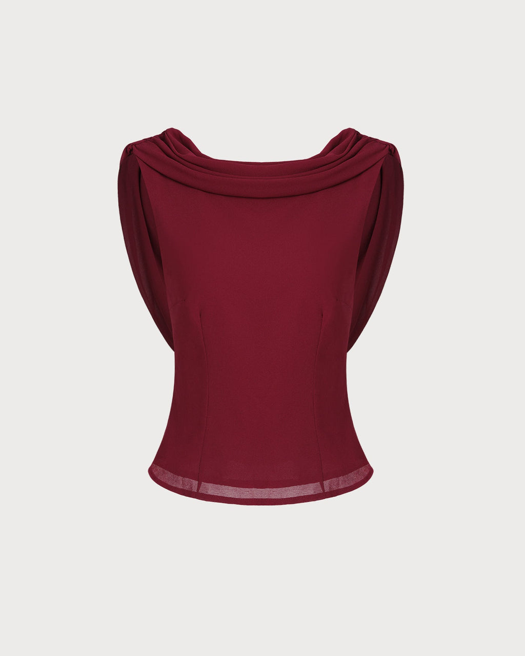 Wine Red Boat Neck Sleeveless Top
