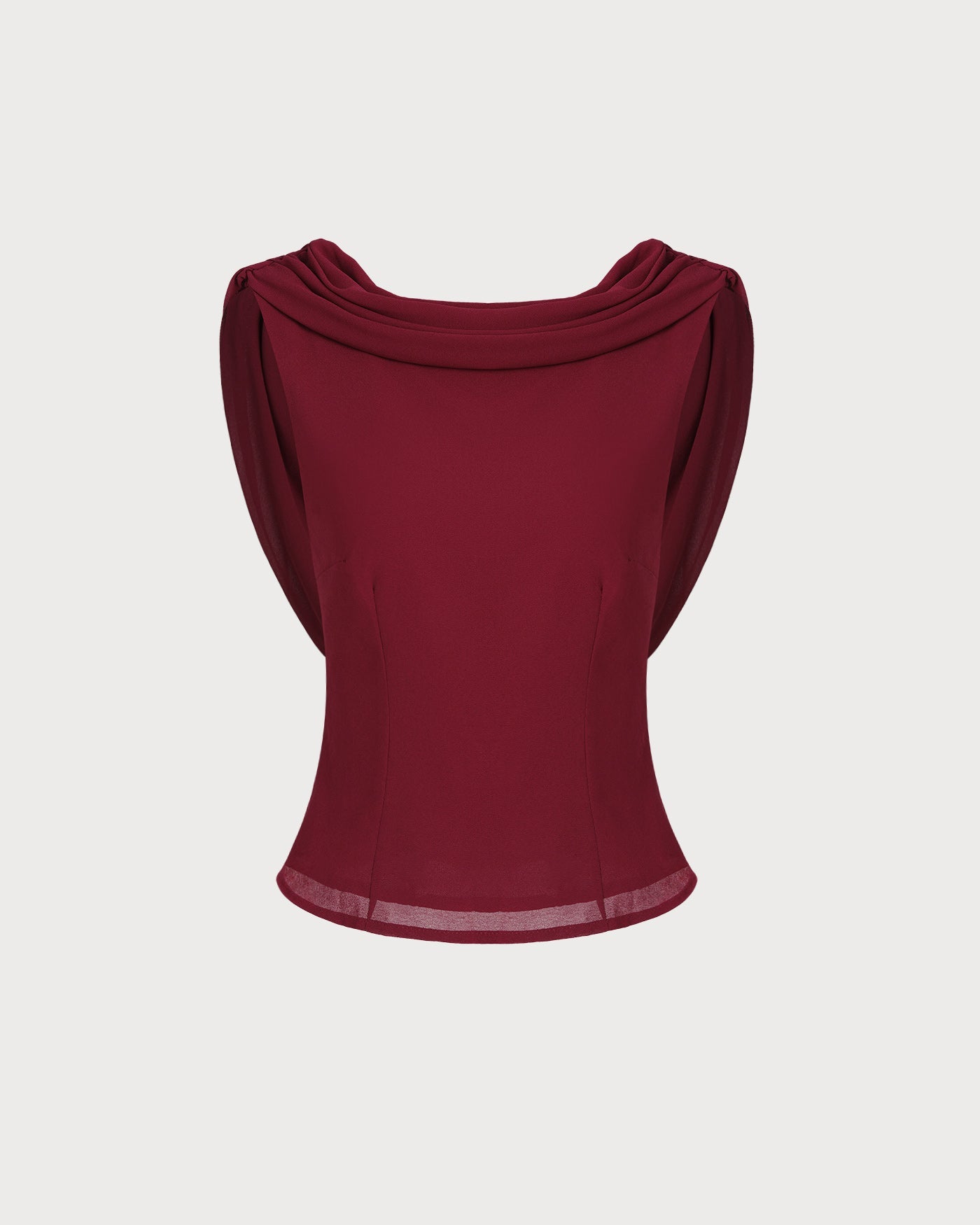 Wine Red Boat Neck Sleeveless Top