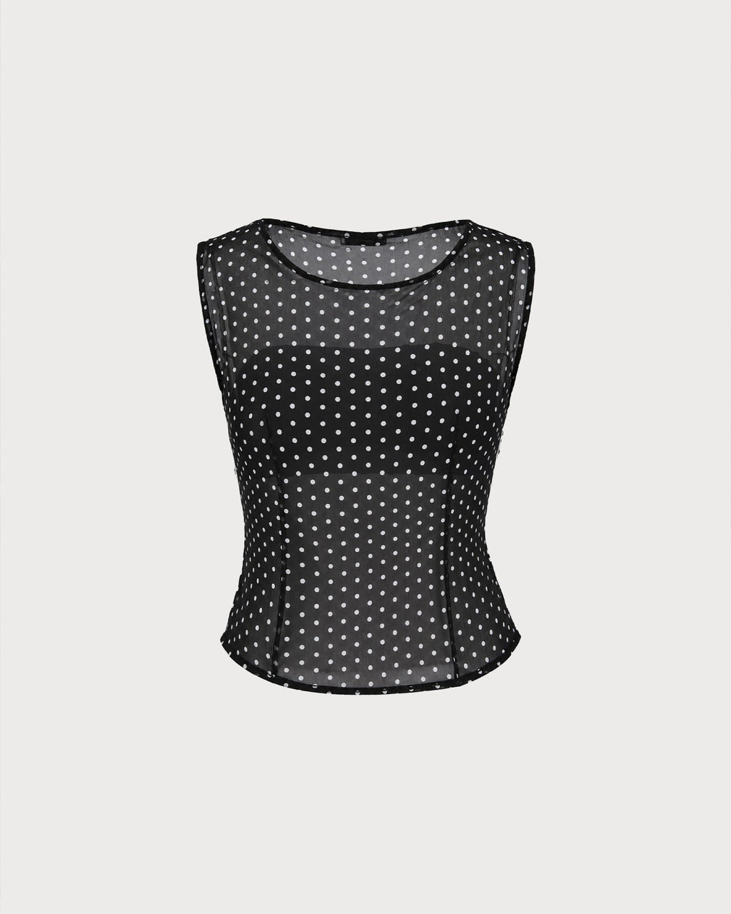 Polka Dot Tank Top with Black Boat Neck