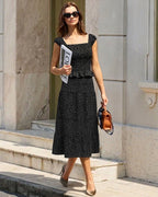 Polka Dot Tank Top with Black Square Neck