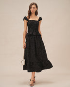 Polka Dot Tank Top with Black Square Neck