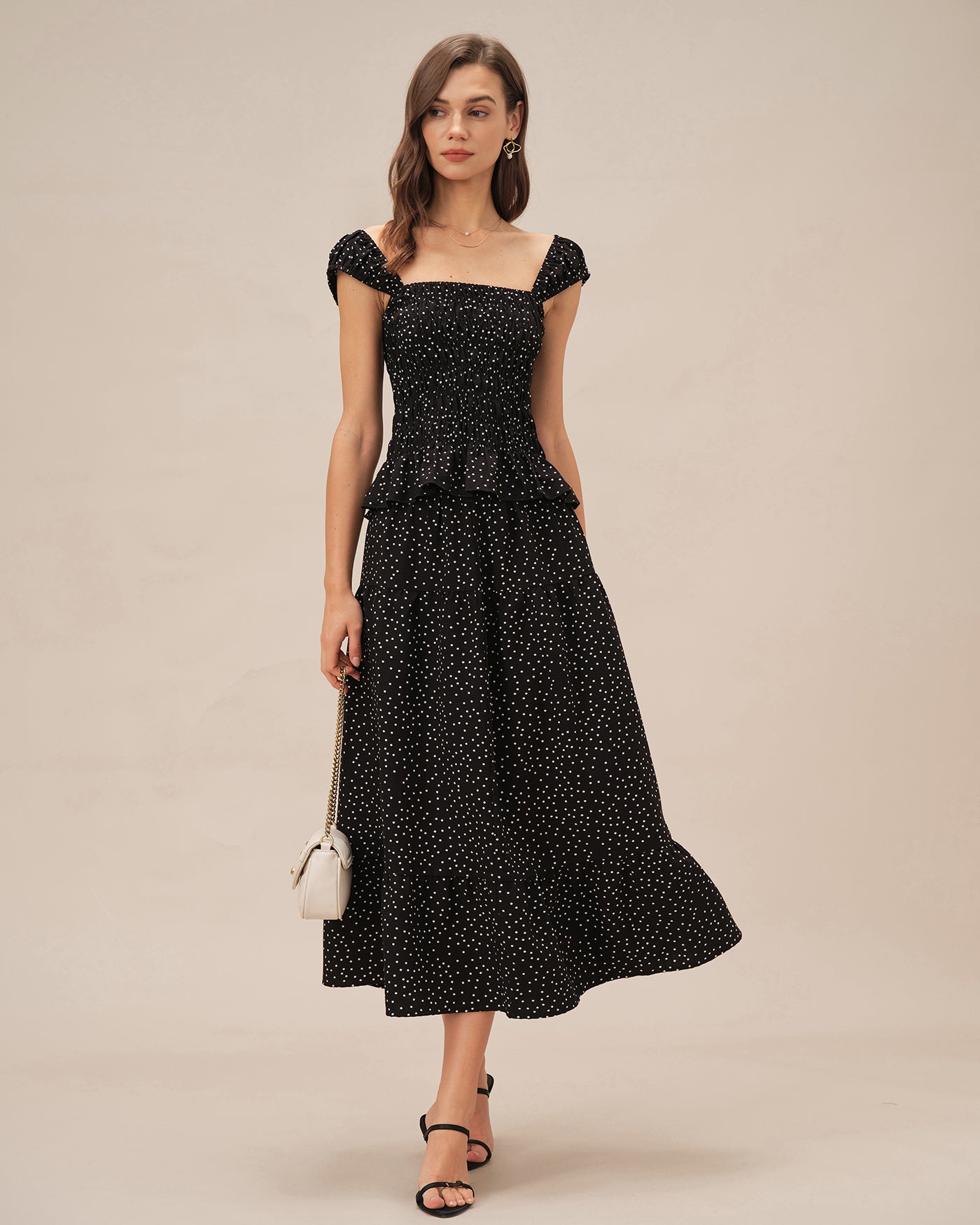 Polka Dot Tank Top with Black Square Neck