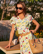Ruffled Floral V-Neck T-Shirt