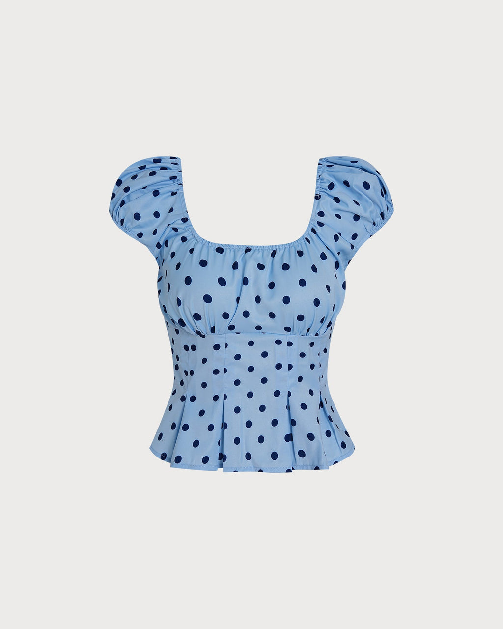 Polka Dot U-Neck Tee in Blue