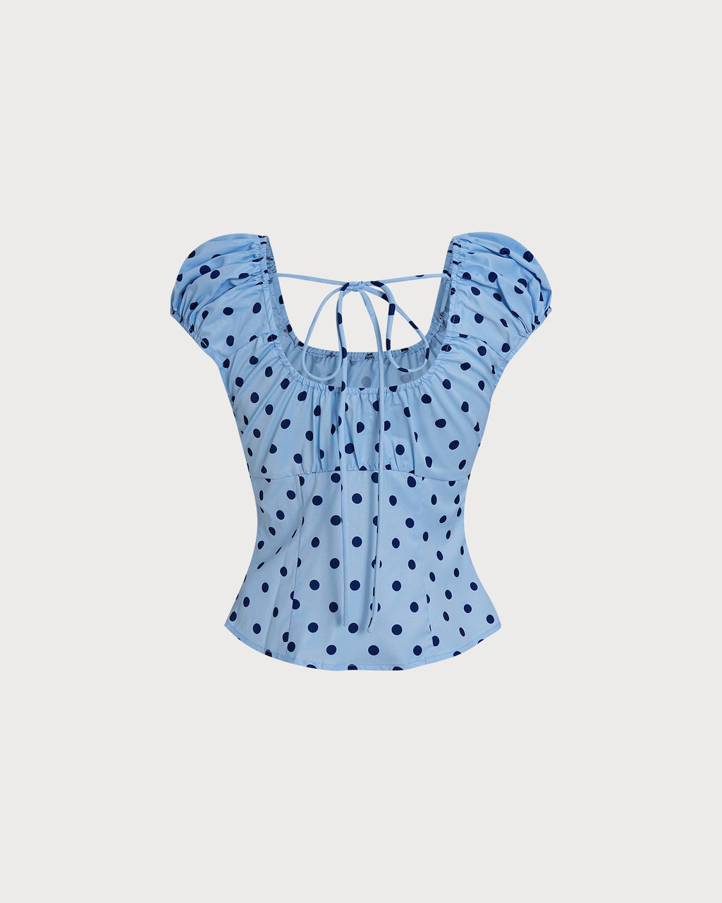Polka Dot U-Neck Tee in Blue