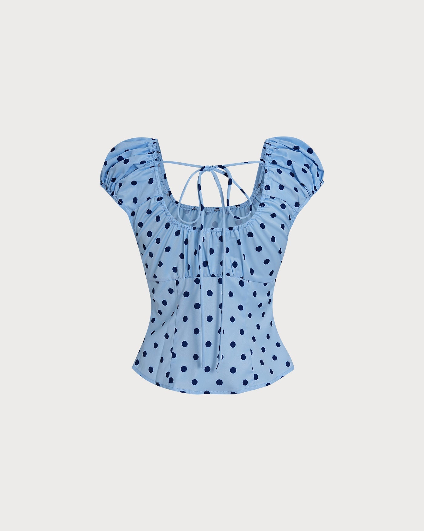 Polka Dot U-Neck Tee in Blue