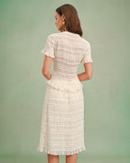 Shirred Boat Neck Tee in Apricot