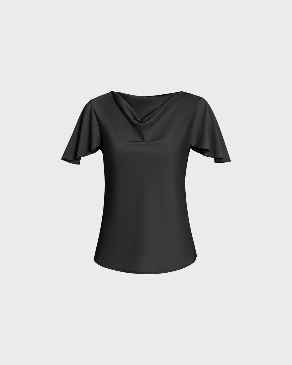 Black Cowl Neck Top with Butterfly Sleeves