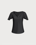 Black Cowl Neck Top with Butterfly Sleeves