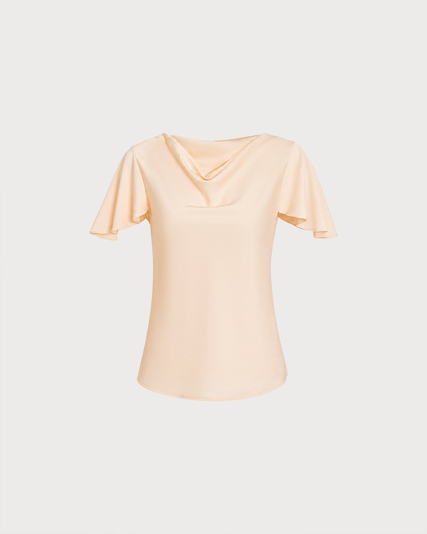 Apricot Cowl Neck Tee with Butterfly Sleeves