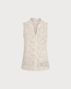 Sheer Apricot Embroidered Tank Top