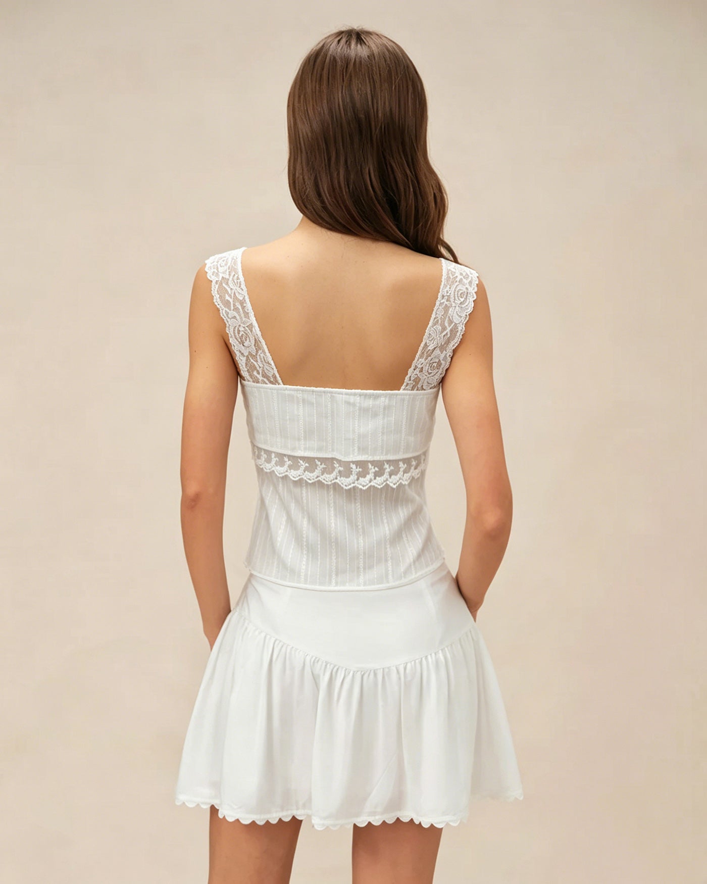 White Lace Insert Tank Top