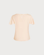 Apricot Cowl Neck Tee with Butterfly Sleeves