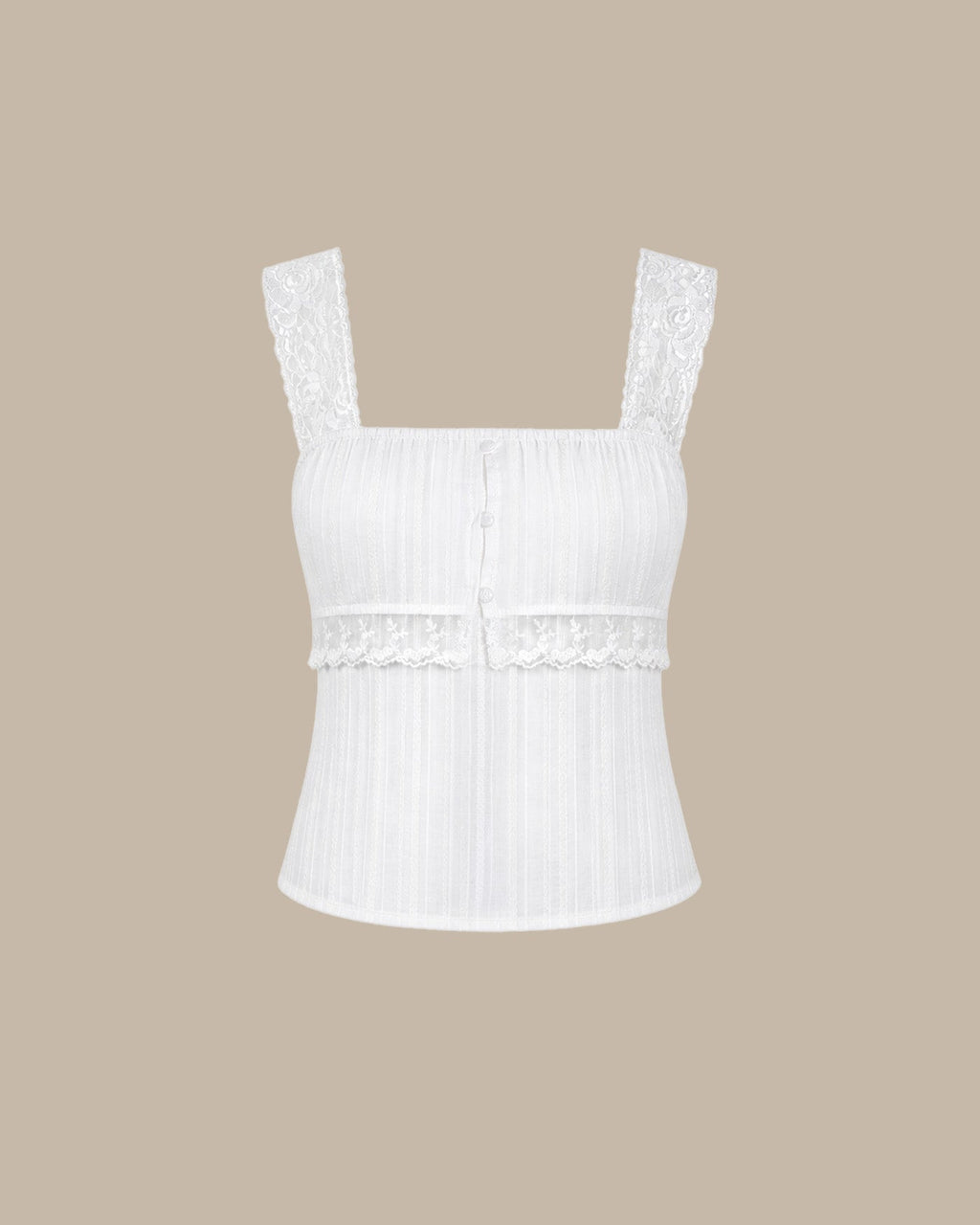 White Lace Insert Tank Top