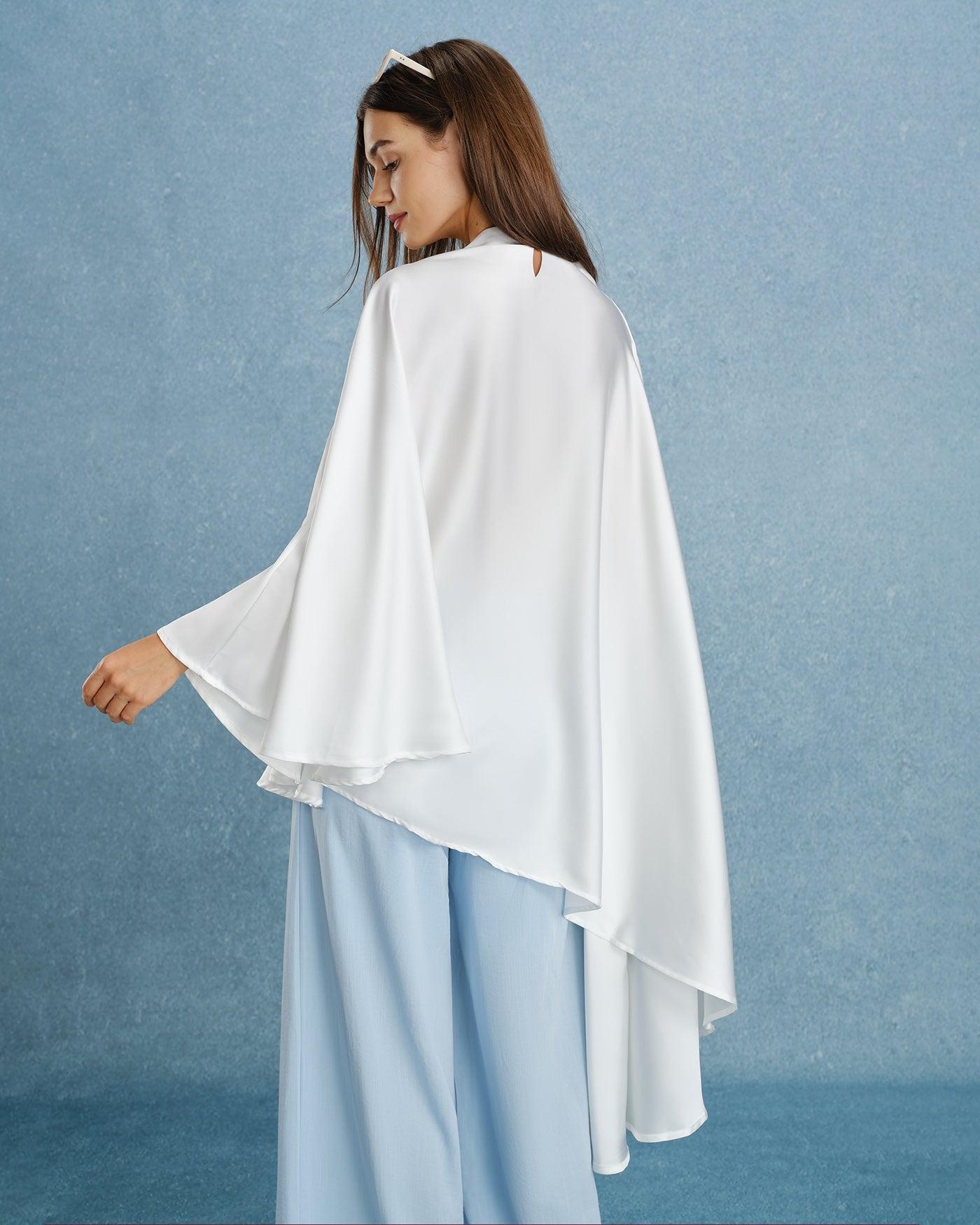 White Batwing Sleeve Turtle Tee