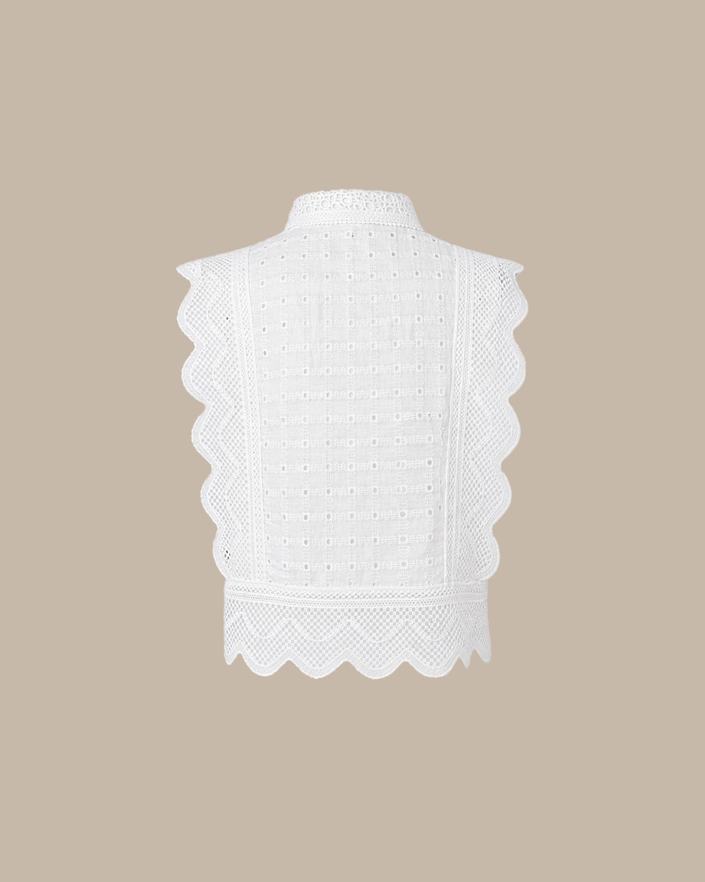 Button-Down Cut-Out Tank Top in White