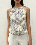 Floral Ruffled Tank Top in Apricot