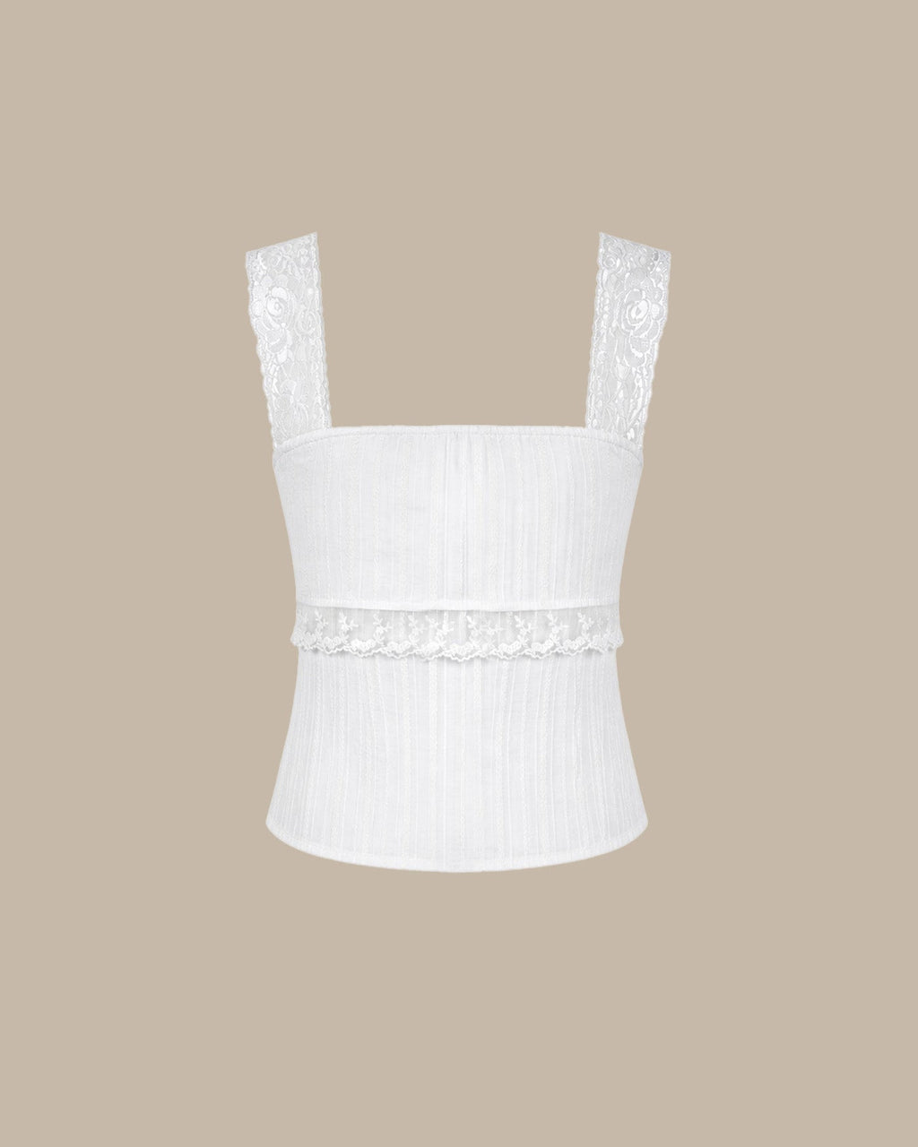 White Lace Insert Tank Top