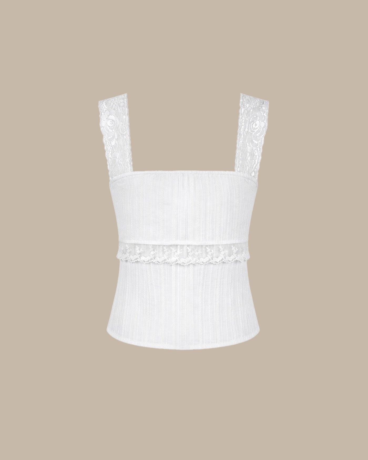 White Lace Insert Tank Top