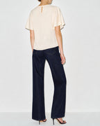 Apricot Cowl Neck Tee with Butterfly Sleeves