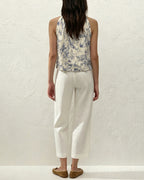 Floral Ruffled Tank Top in Apricot
