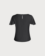 Black Cowl Neck Top with Butterfly Sleeves