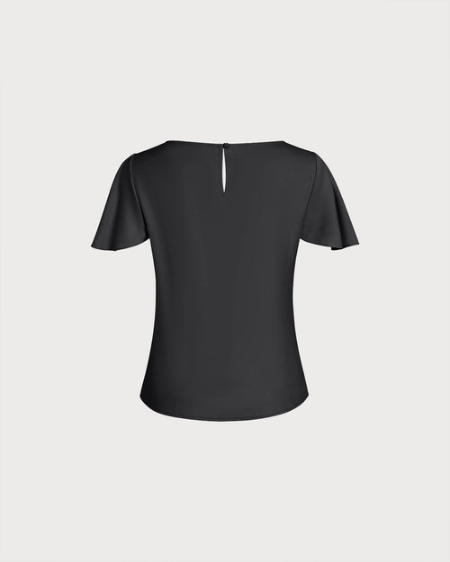 Black Cowl Neck Top with Butterfly Sleeves