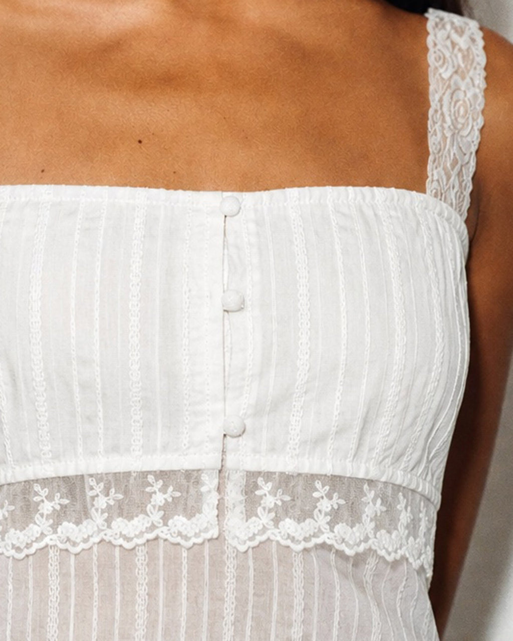 White Lace Insert Tank Top