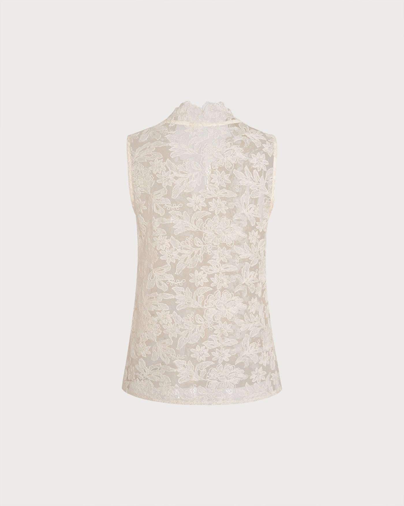 Sheer Apricot Embroidered Tank Top