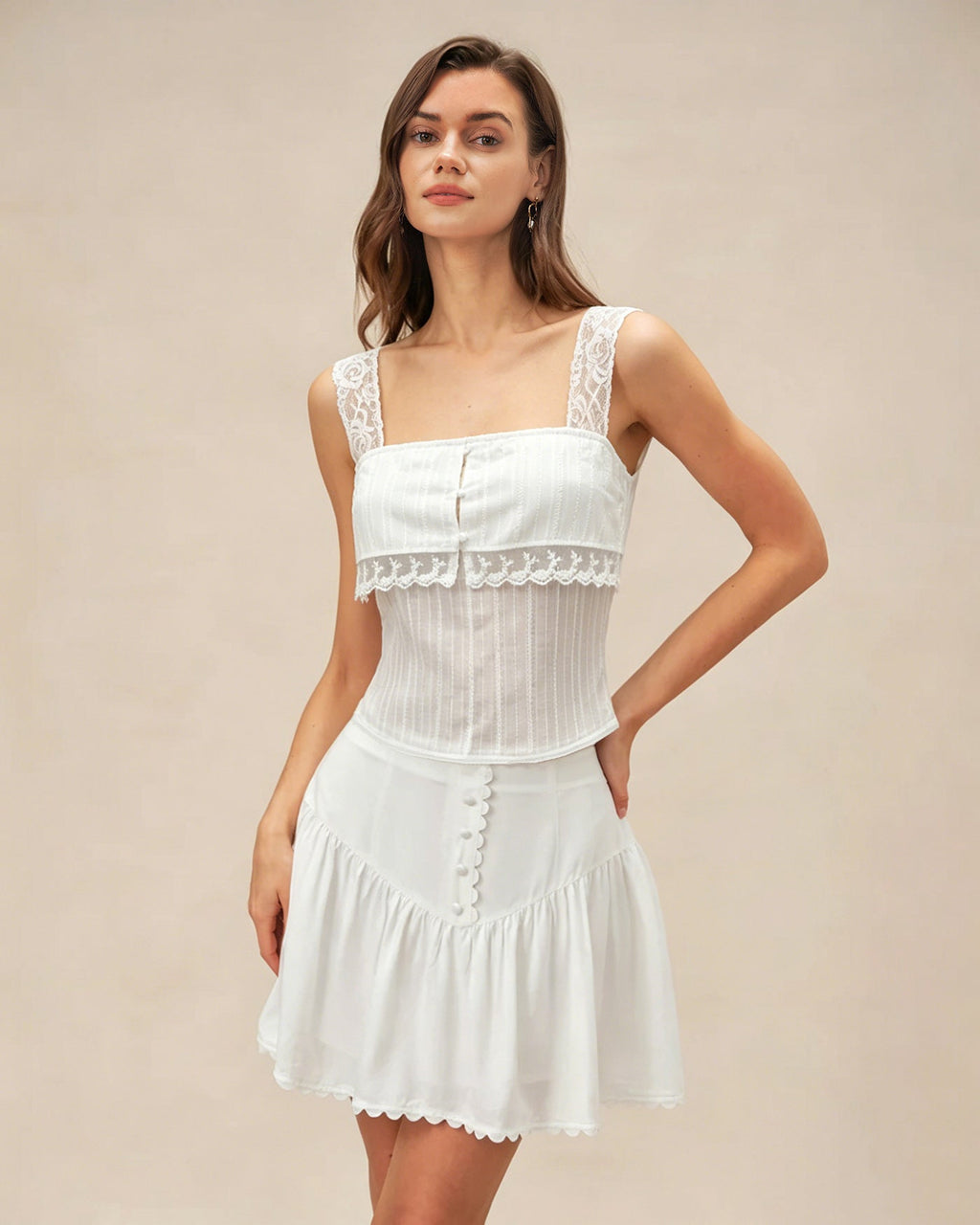 White Lace Insert Tank Top