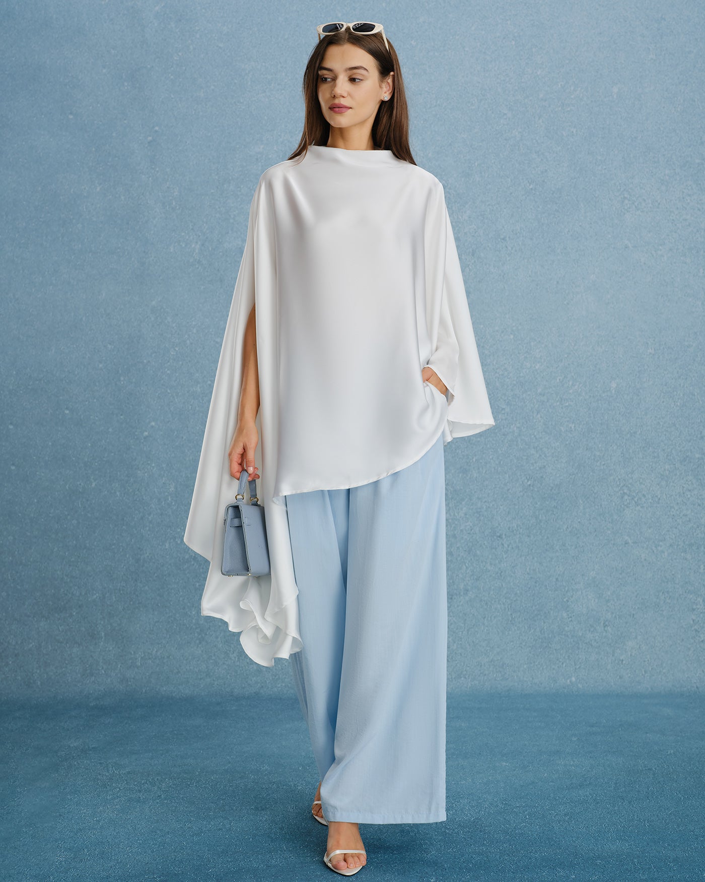 White Batwing Sleeve Turtle Tee