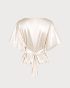 Apricot Boat Neck Tie Detail Drop Shoulder Tee