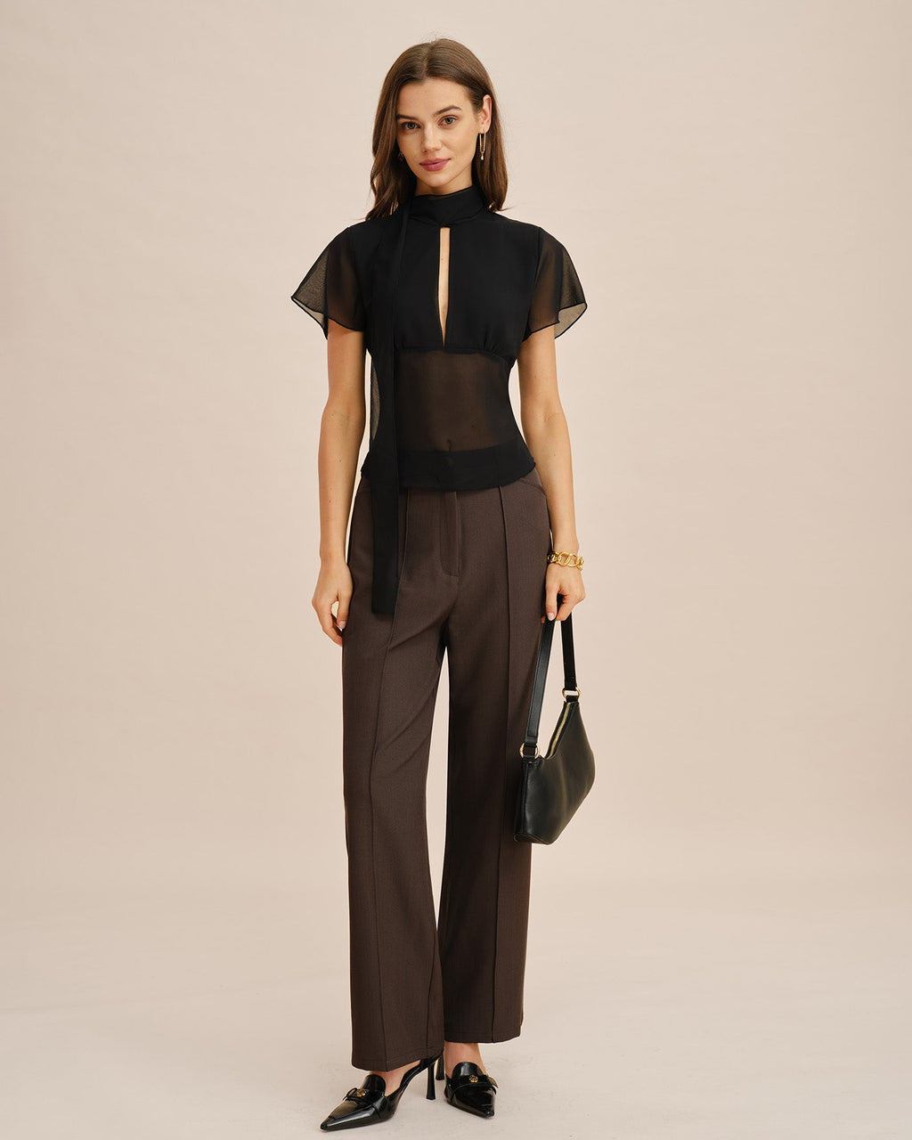 Sheer Black V-Neck T-Shirt