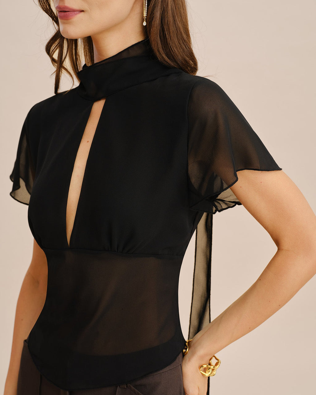Sheer Black V-Neck T-Shirt
