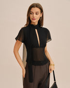 Sheer Black V-Neck T-Shirt
