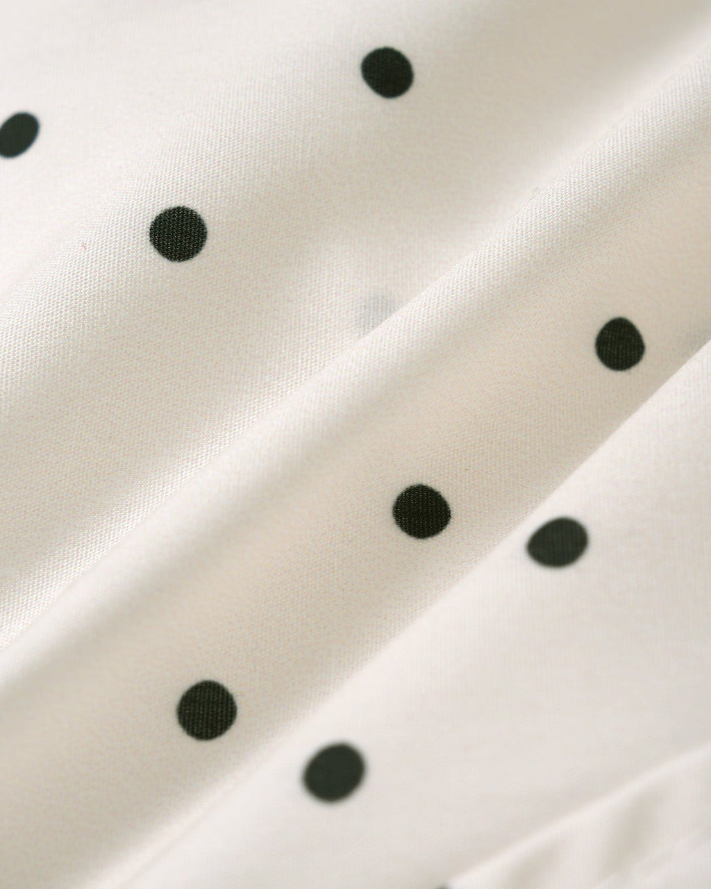 Off-White Polka Dot Tee with Mandarin Collar
