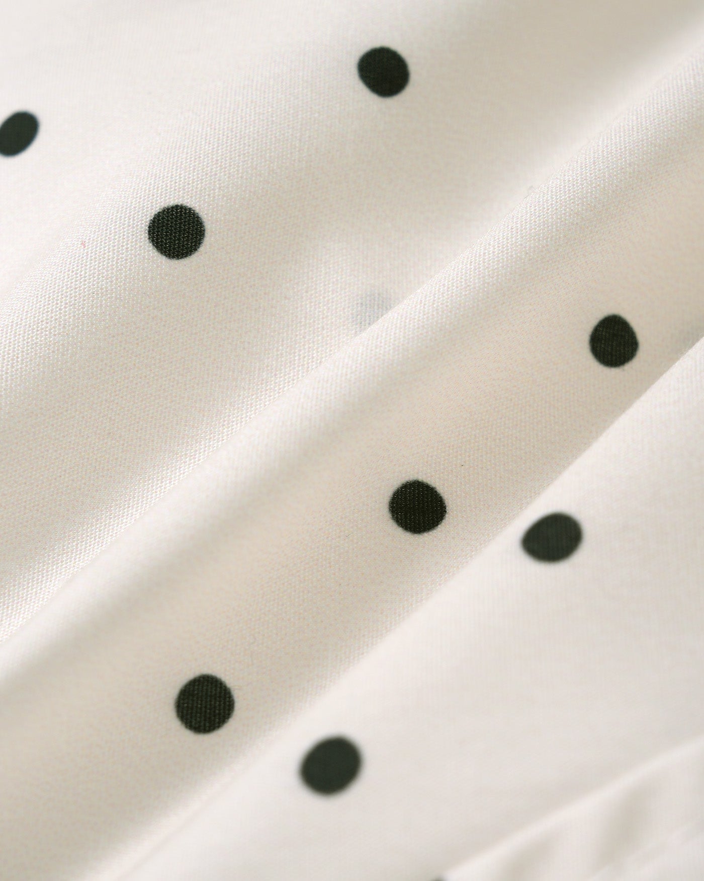 Off-White Polka Dot Tee with Mandarin Collar