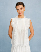 White Ruffled Layered Tank Top