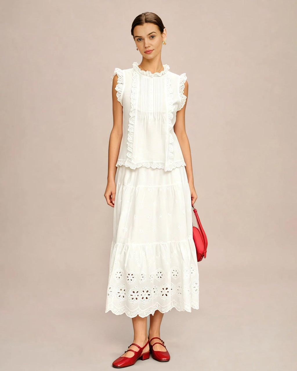 White Ruffled Layered Tank Top