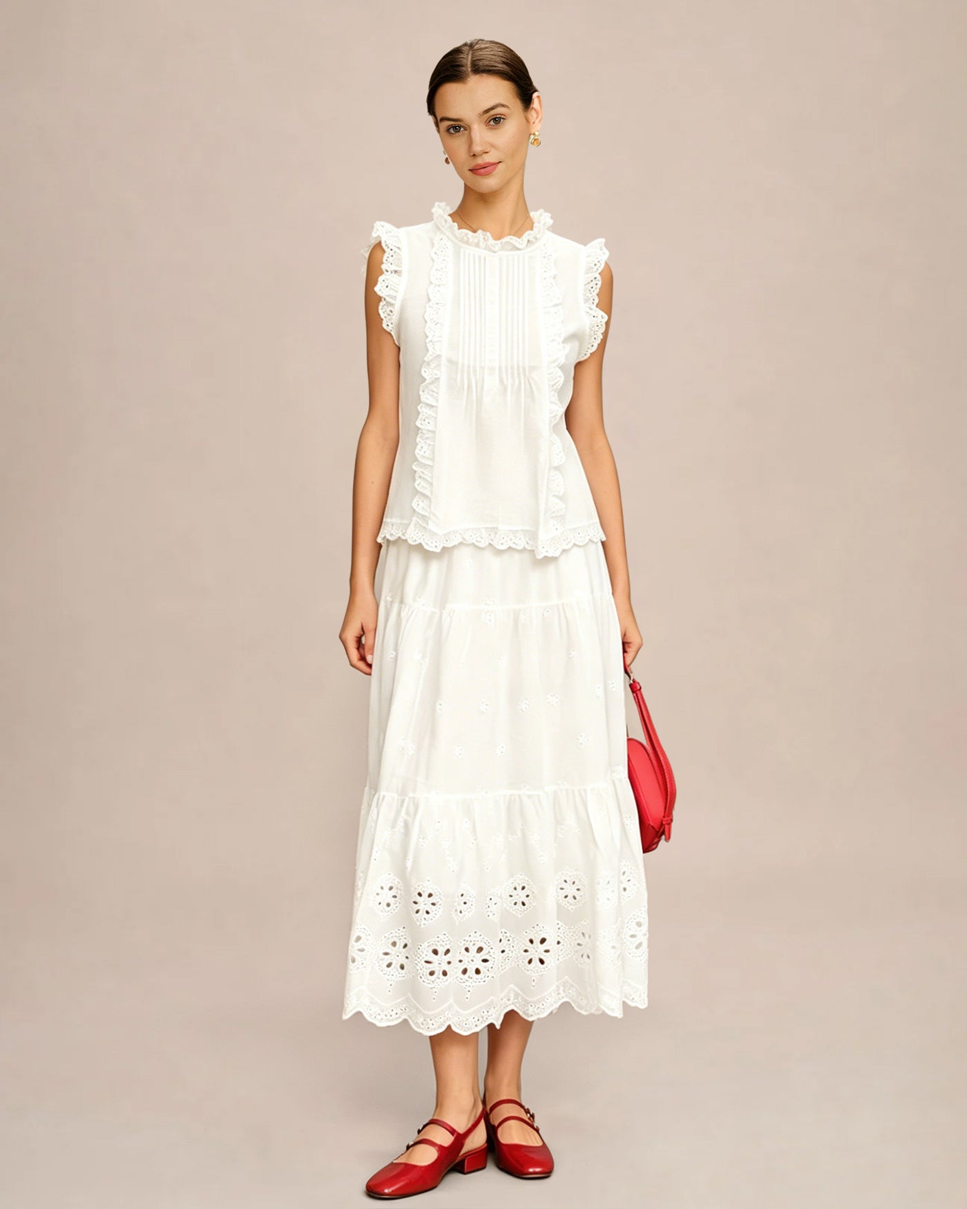 White Ruffled Layered Tank Top