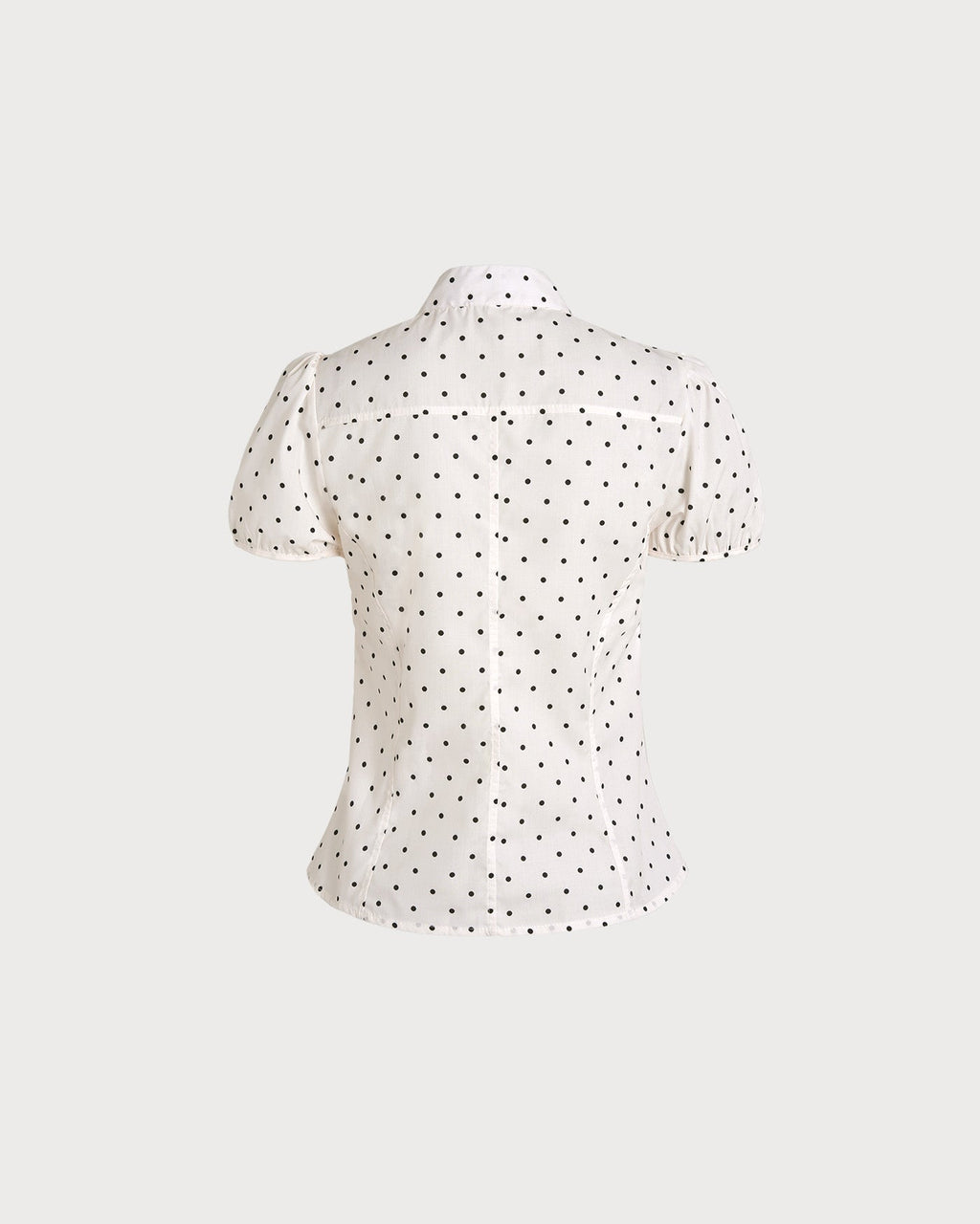 Off-White Polka Dot Tee with Mandarin Collar