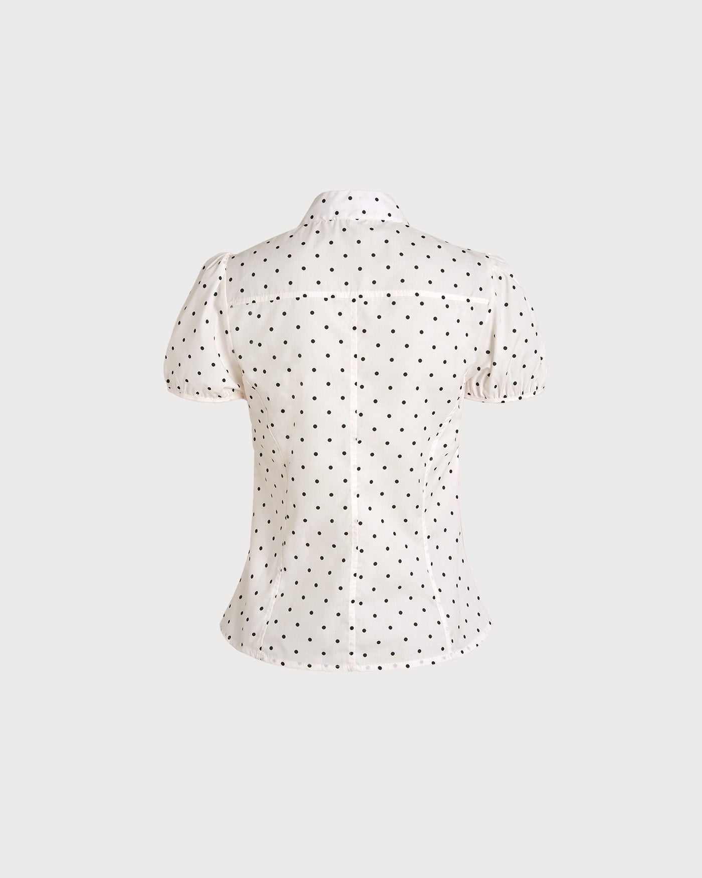 Off-White Polka Dot Tee with Mandarin Collar