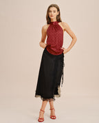 Red Halter Tank Top with Polka Dots
