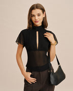 Sheer Black V-Neck T-Shirt