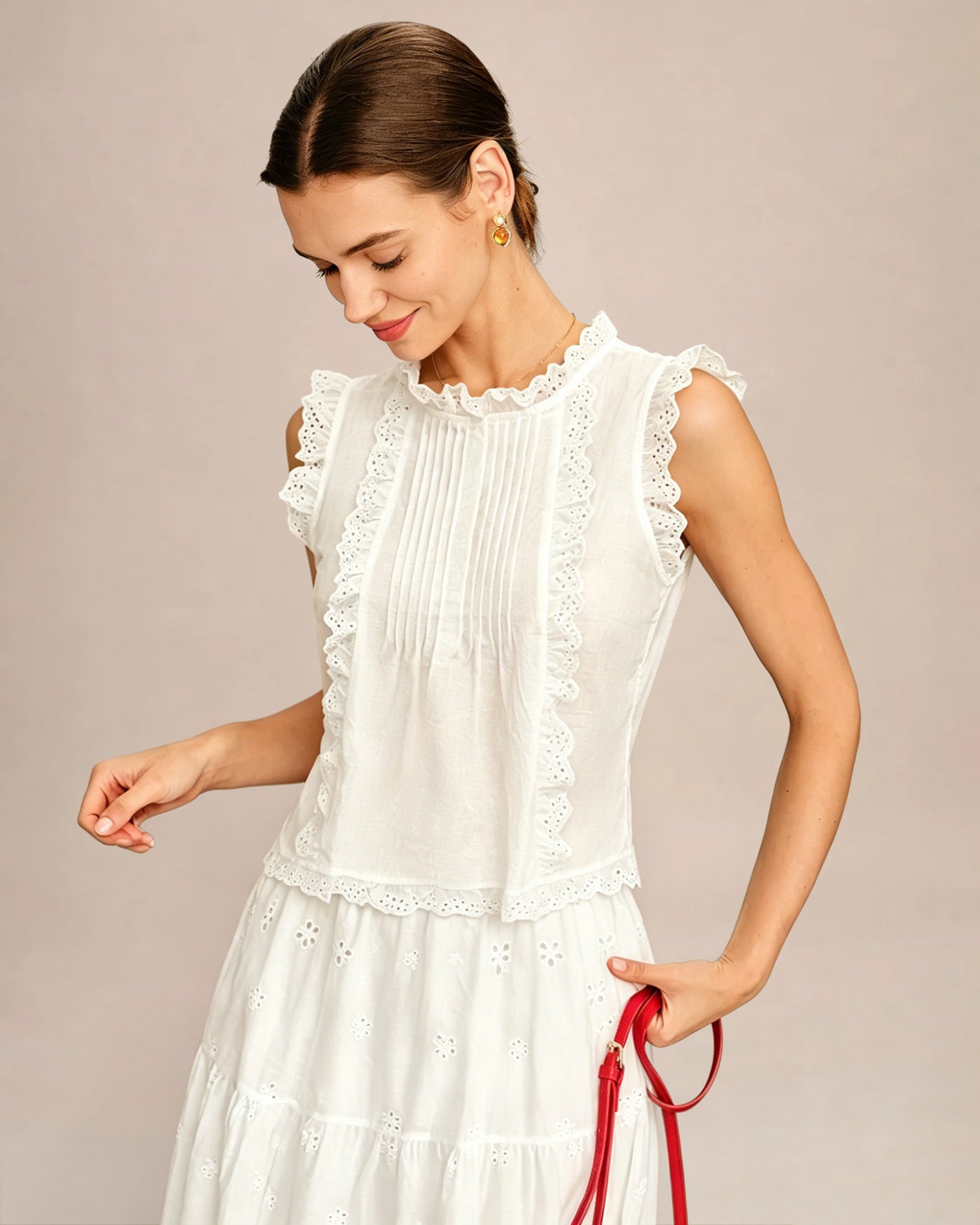 White Ruffled Layered Tank Top