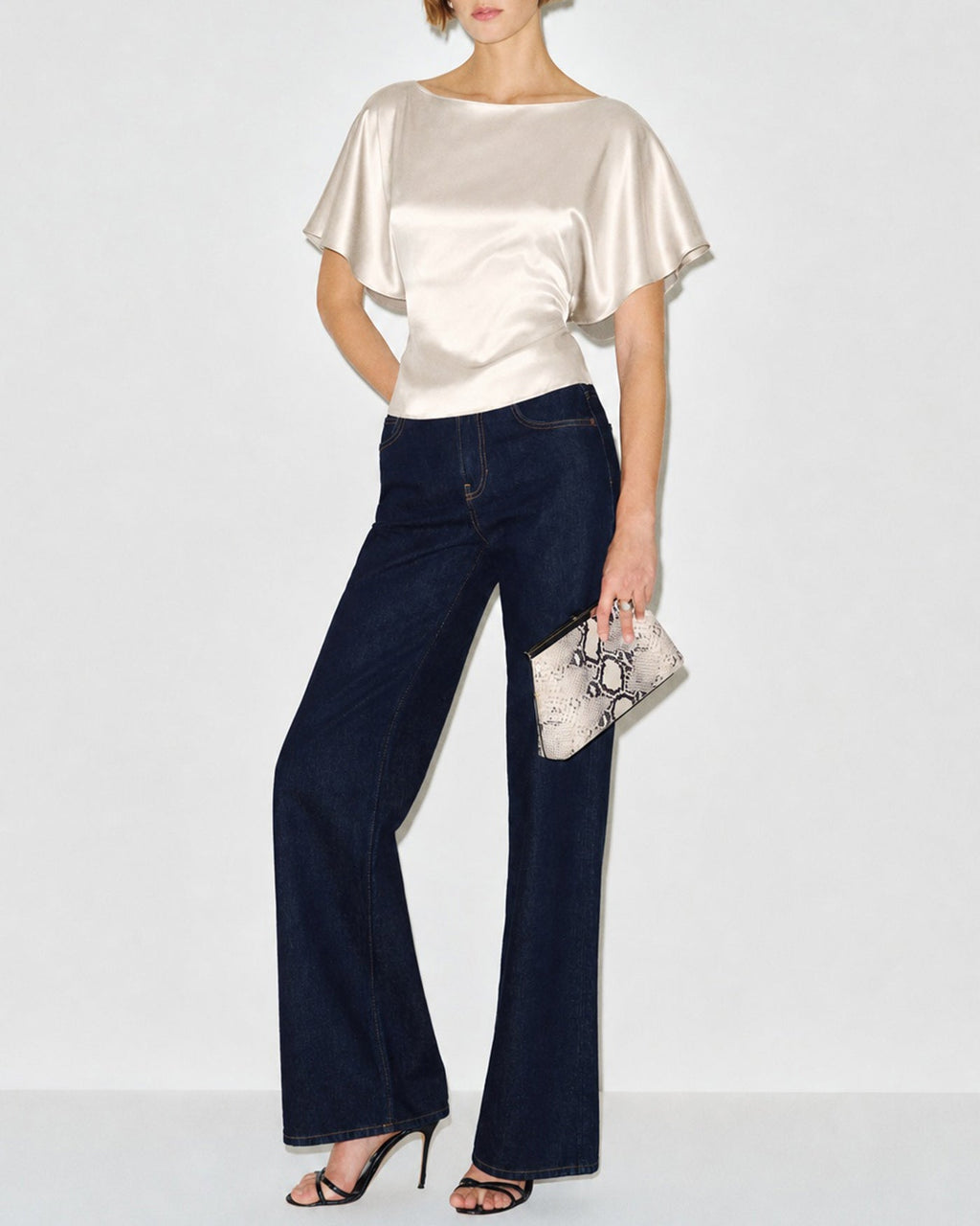 Apricot Boat Neck Tie Detail Drop Shoulder Tee