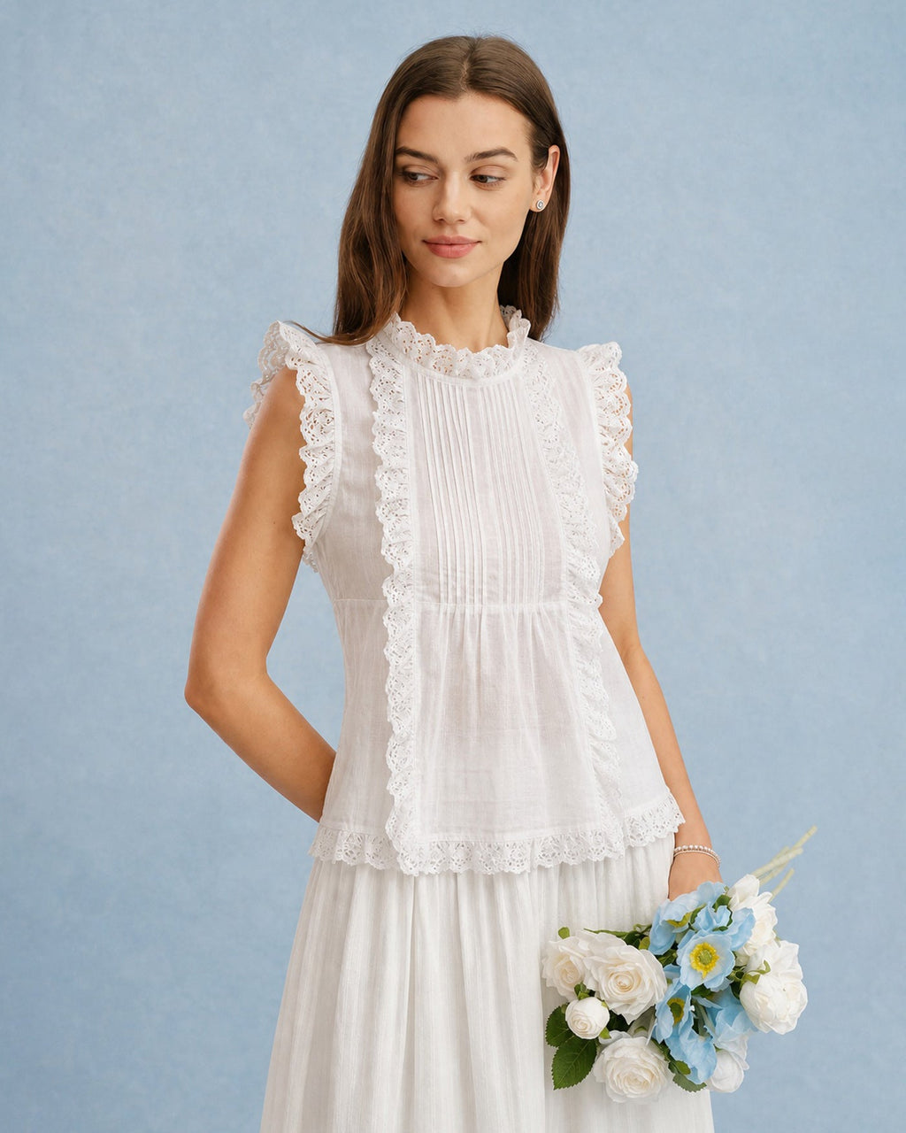 White Ruffled Layered Tank Top