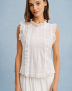 White Ruffled Layered Tank Top