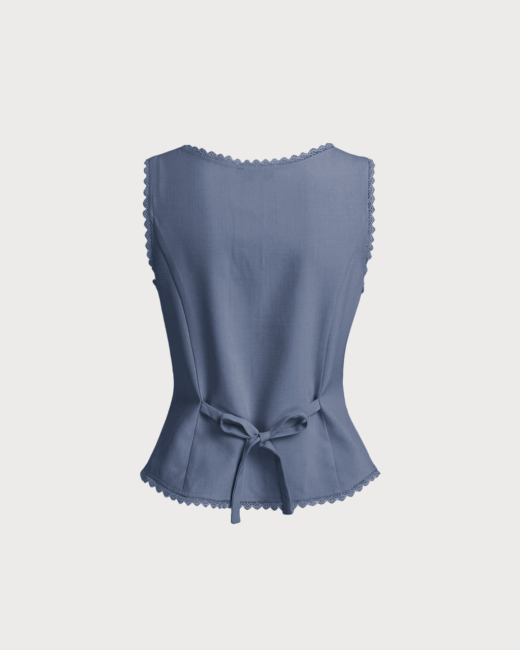 Blue Boat Neck Button-Up Vest