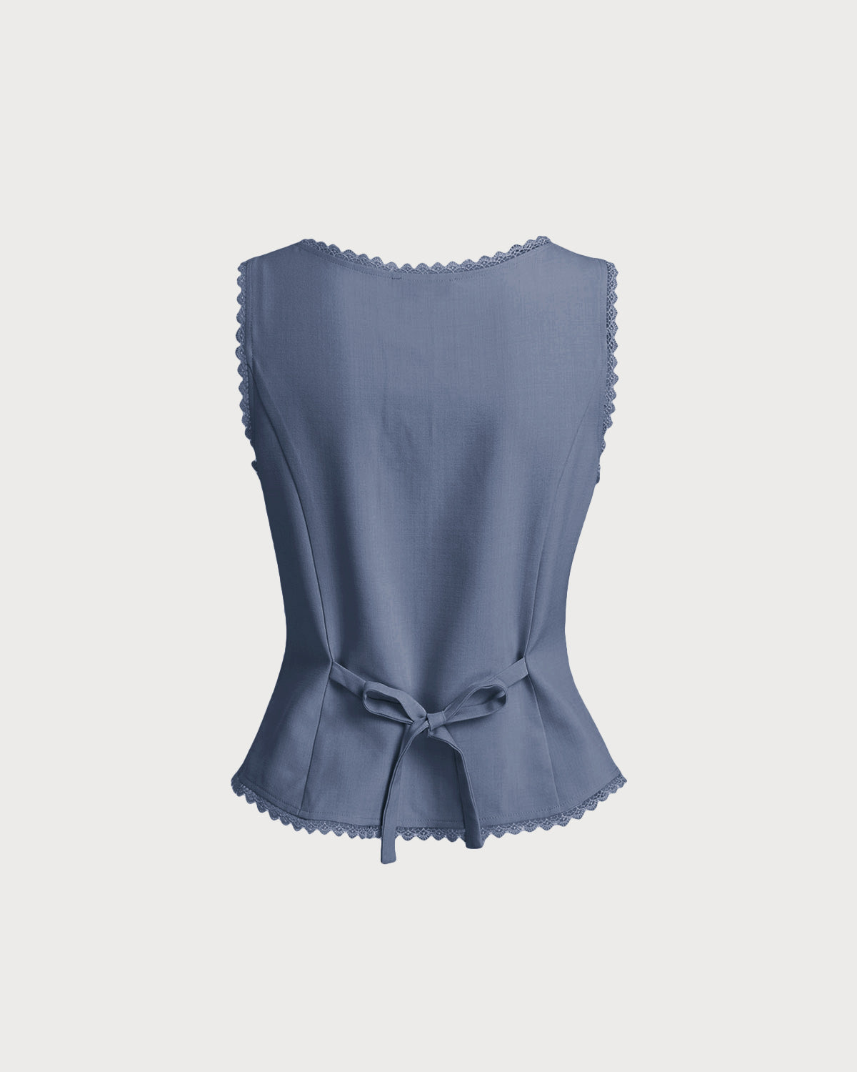 Blue Boat Neck Button-Up Vest